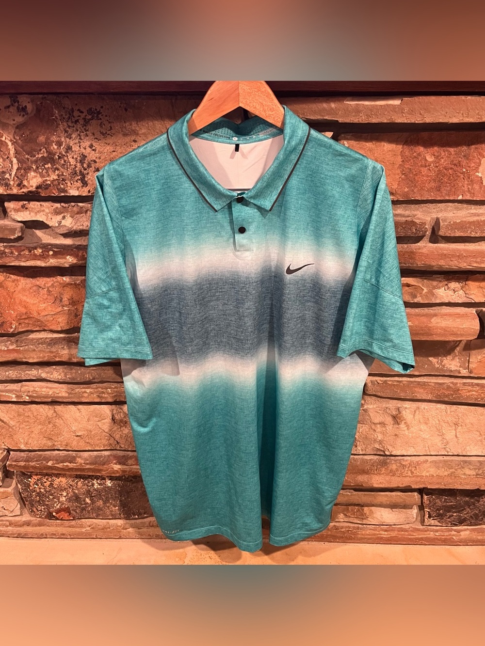 Nike Tiger Woods Collection Teal Gradient Golf Polo Shirt